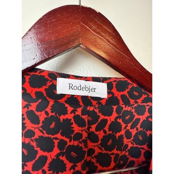 Rodebjer Khalida Red And Black Floral Poppy Maxi Dress Sz. L - Picture 6 of 8